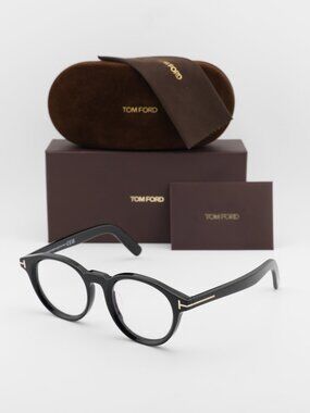 Tom Ford FT5931-D-B 001 Round Eyeglasses 49mm - Black / Blue Light Block